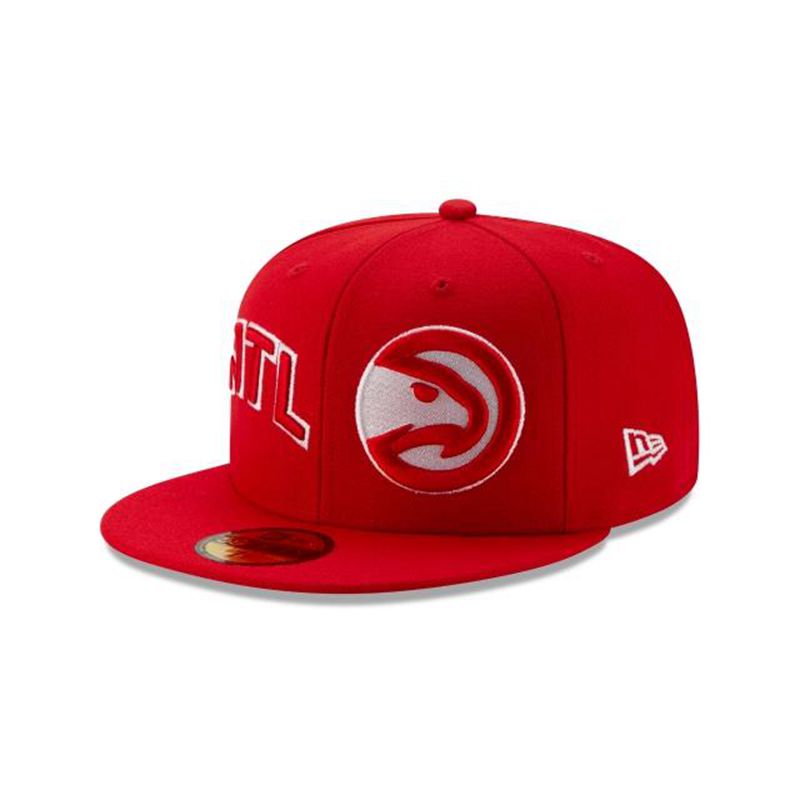 NBA Atlanta Hawks Double Hit 59Fifty Fitted (HFS7836) - Red New Era Caps